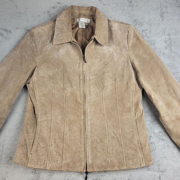 Coldwater Creek Leather Long Sleeve Zipper Size Petite Small - Picture 2 of 15
